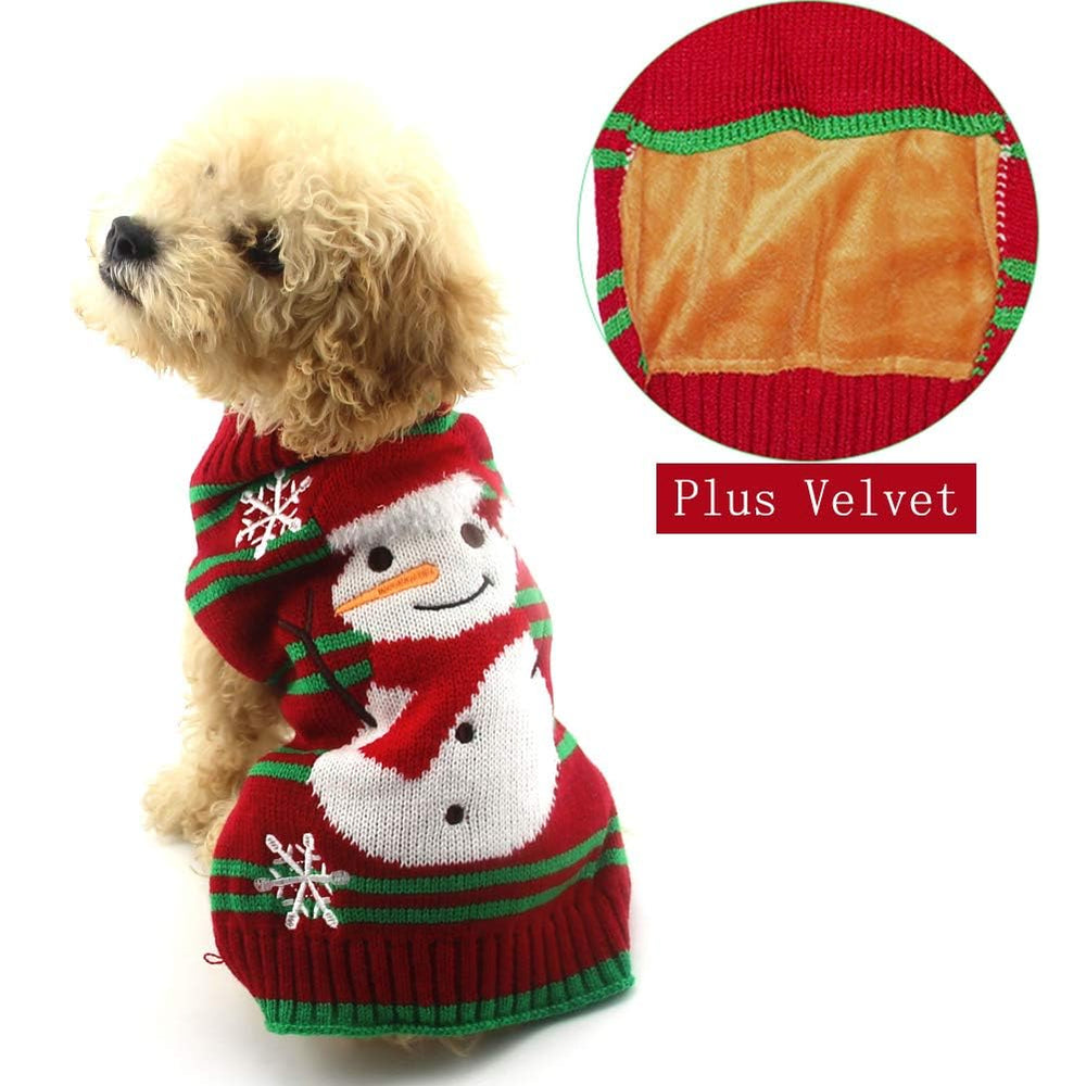 NACOCO dog snowman sweater back view shows festive design for cozy outings.