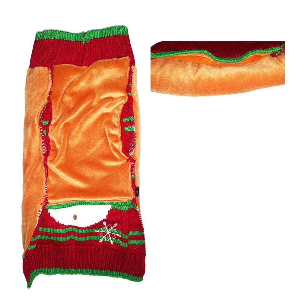 NACOCO dog snowman sweater model wearing for easy sizing and fit.