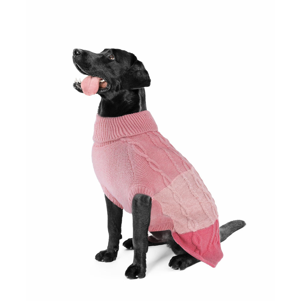 NACOCO dog sweater pink 2XL front view shows warm knit
