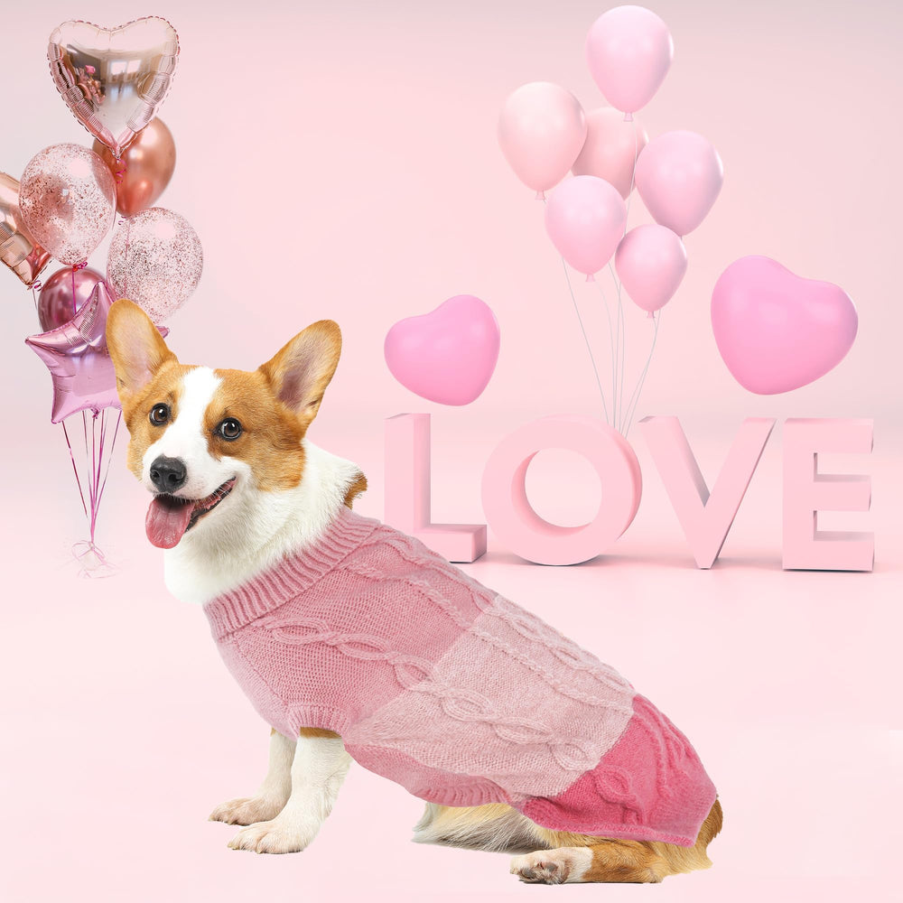 NACOCO dog sweater pink 2XL on dog during walk demonstrates warmth