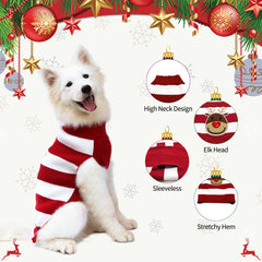 NACOCO holiday reindeer sweater dog XXS back view highlights cozy knit.