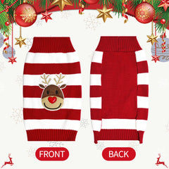NACOCO holiday reindeer sweater dog XXS side view shows flexible fit.