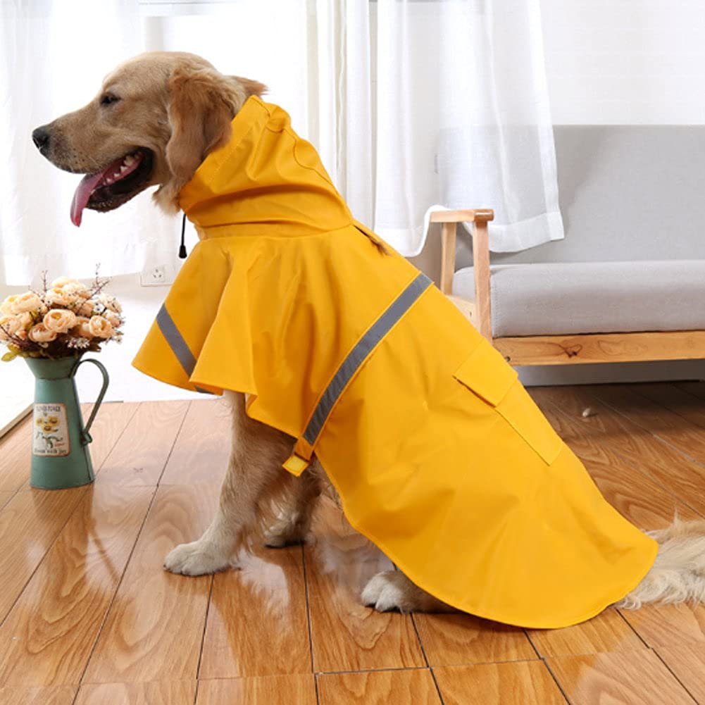 NACOCO large dog raincoat adjustable belly strap for secure fit.
