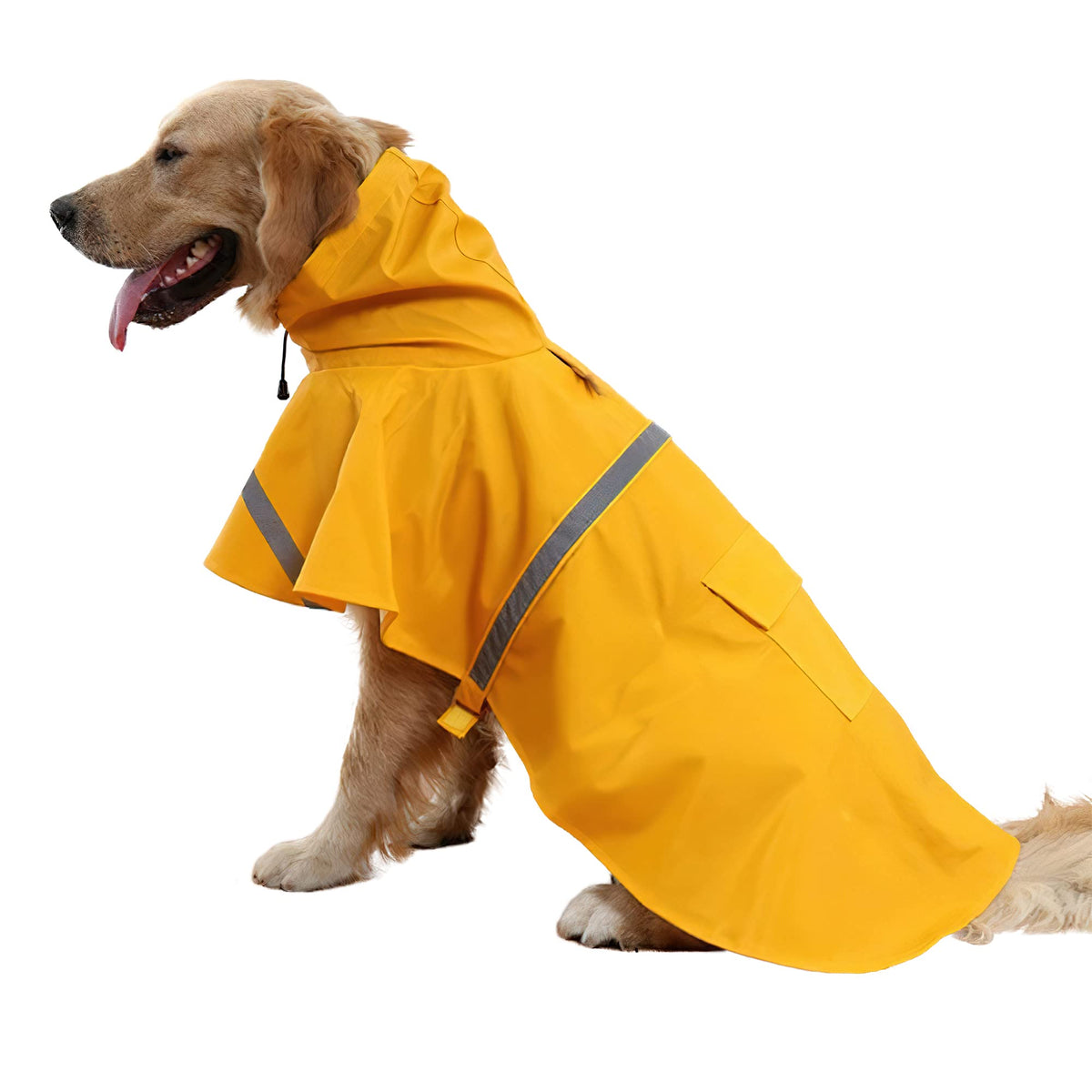 NACOCO XXL yellow dog raincoat front view showing waterproof protection