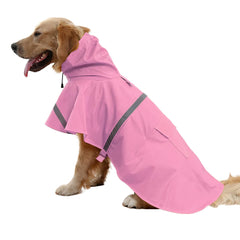 NACOCO raincoat pink back view on dog showing waterproof protection and visibility