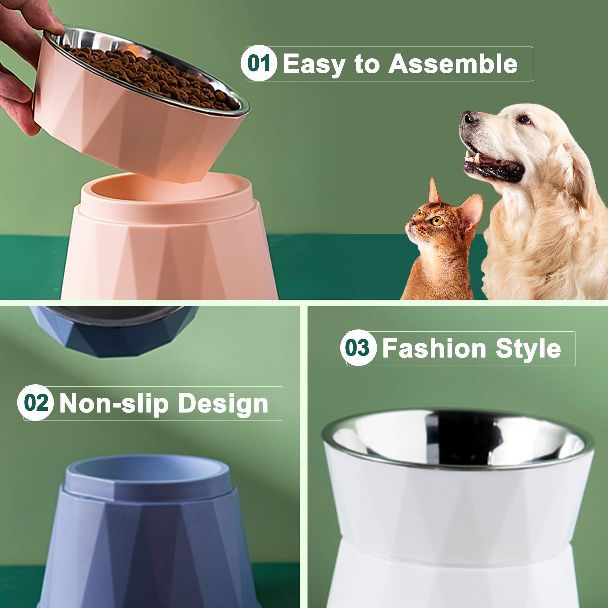 NAHANGPET wide shallow bowls promote whisker comfort and full bites