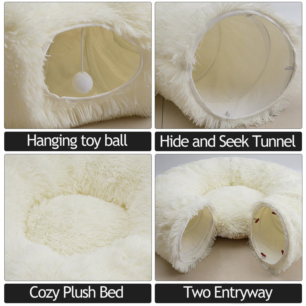 Naielfopet white fluffy tunnel under Christmas tree for festive use