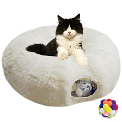 Naielfopet donut tunnel front view shows plush comfort for playful cats