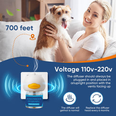 NAKESY diffuser in use in living room helping dogs feel at ease.
