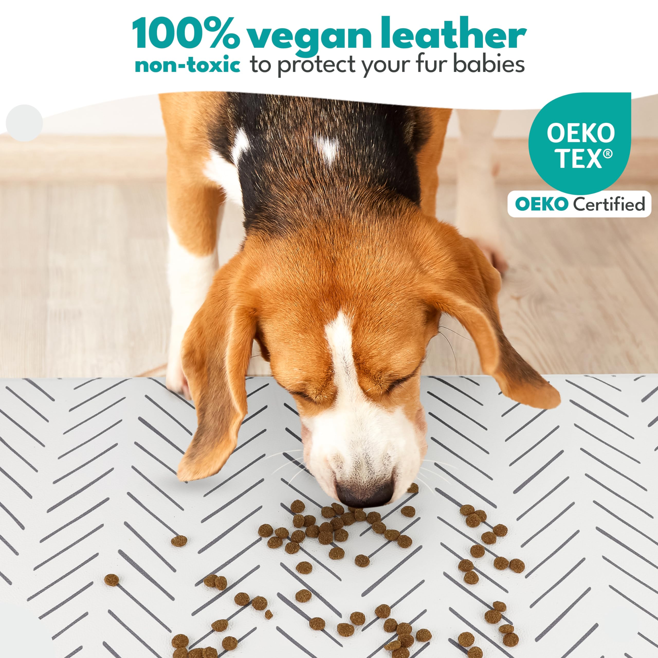 Nalalas easy-clean pet mat simplifies post-meal cleanup.