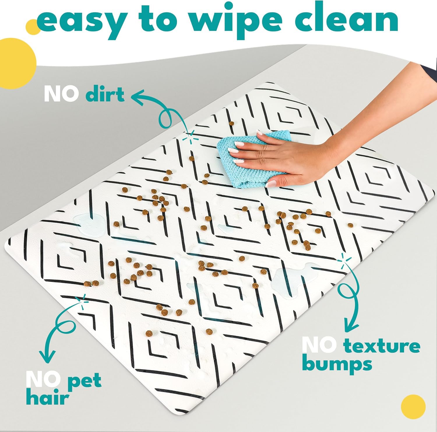 Nalalas waterproof pet feeding mat ready for quick wipe clean