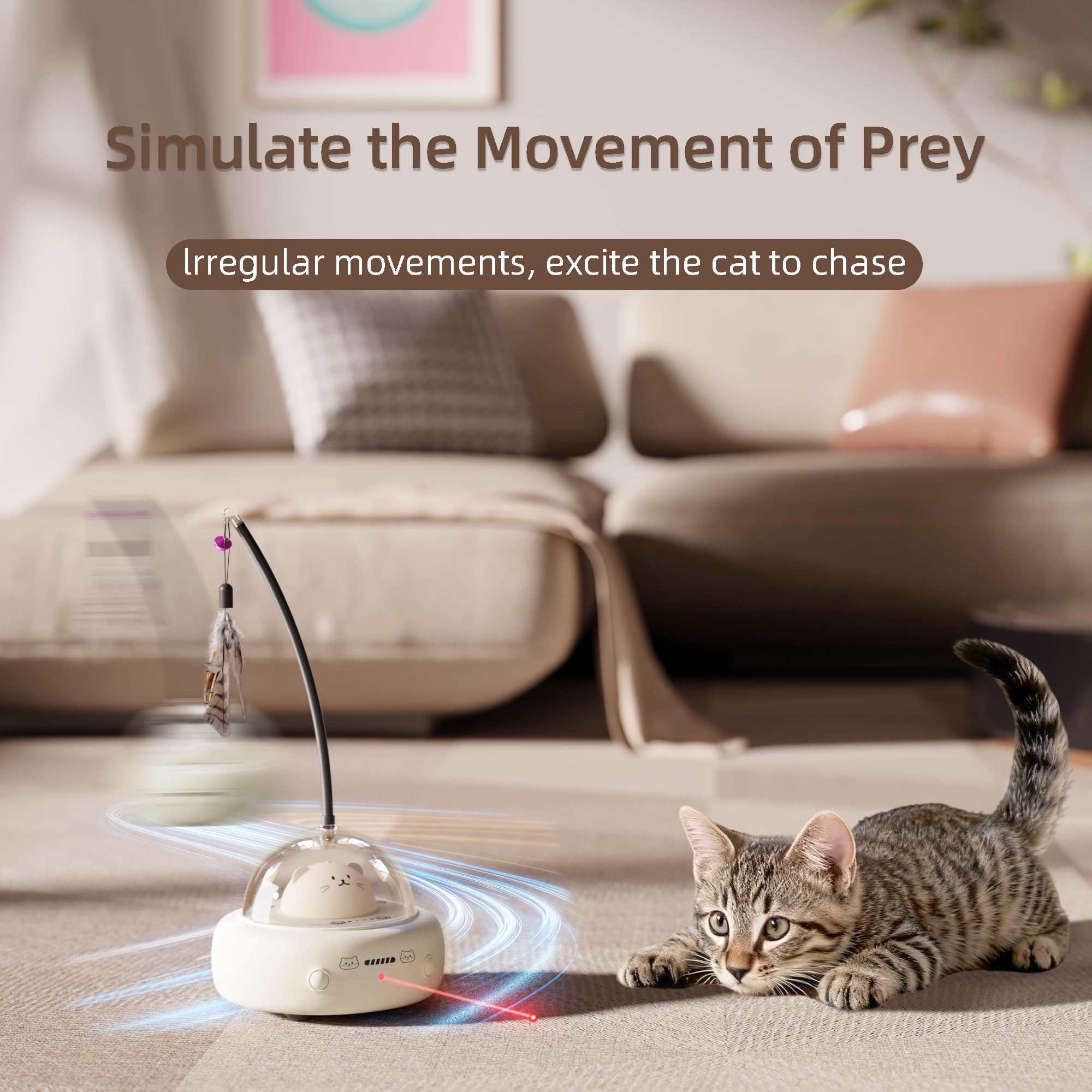 Naltreyva ball toy in fast mode invites rapid pouncing and quick reflexes