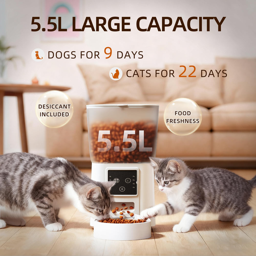 Naltreyva 5-5L capacity image highlights multi-pet suitability and fewer refills.