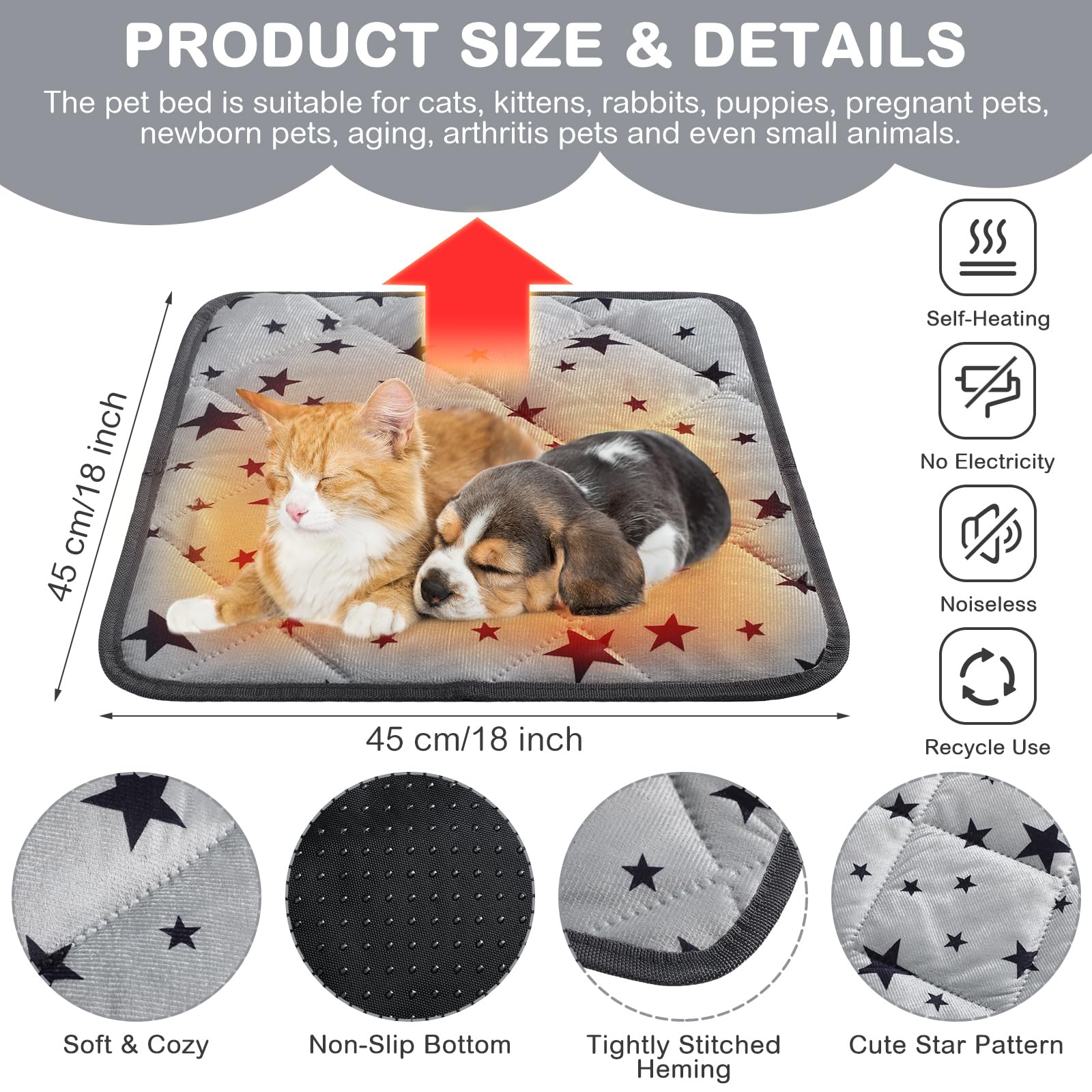 Namalu self-warming cat bed top microfleece gray soft nap surface