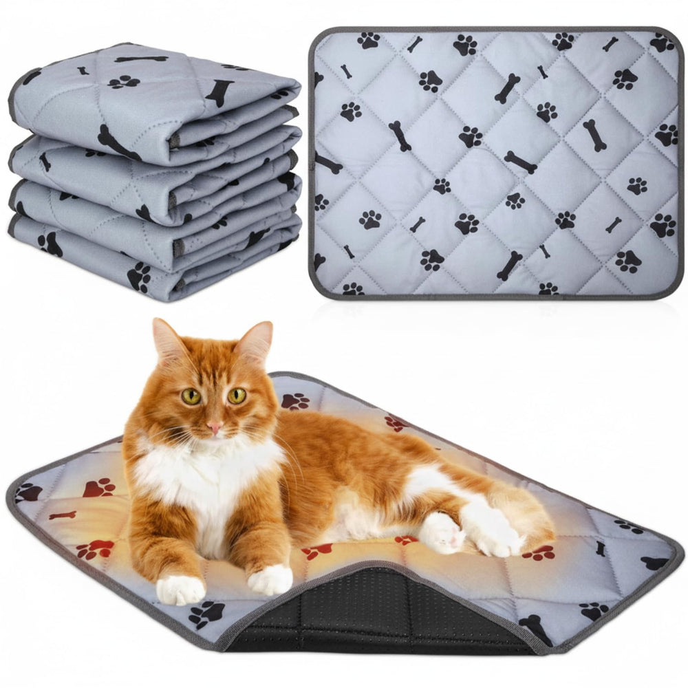 Namalu self-warming pads with paws-bones-design offer cozy warmth for pets on cold days.