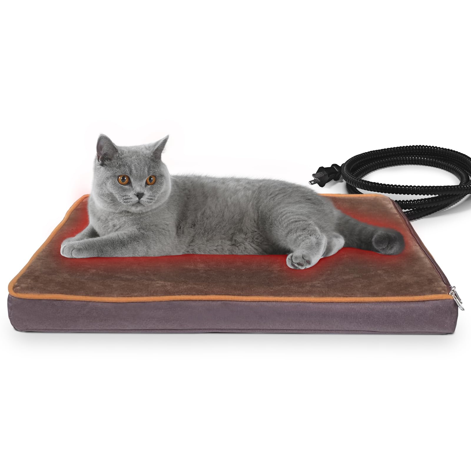 NAMOTEK outdoor heated pet bed with orthopedic foam base for winter comfort.