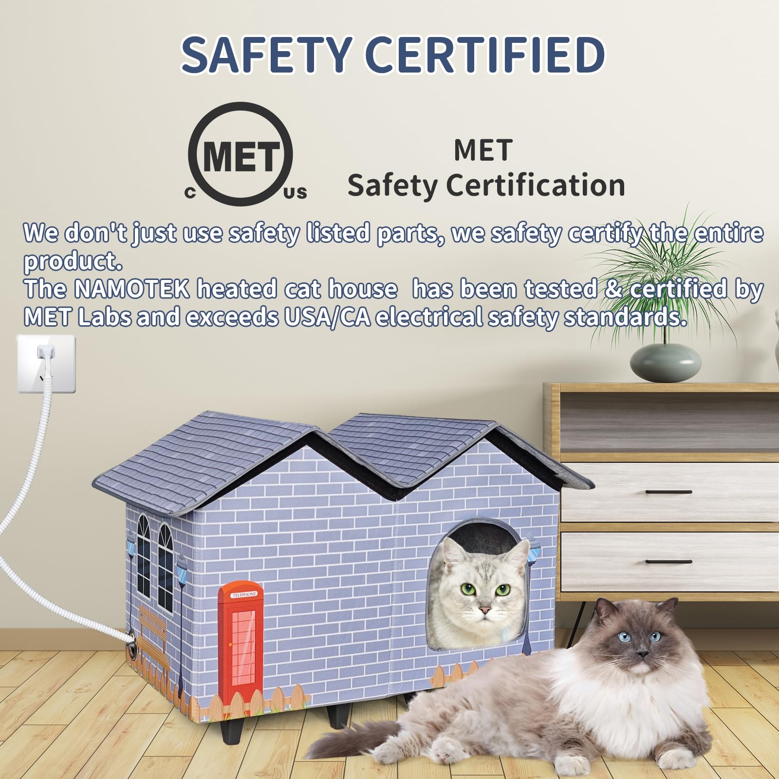 NAMOTEK heated cat house on porch provides winter warmth outdoors