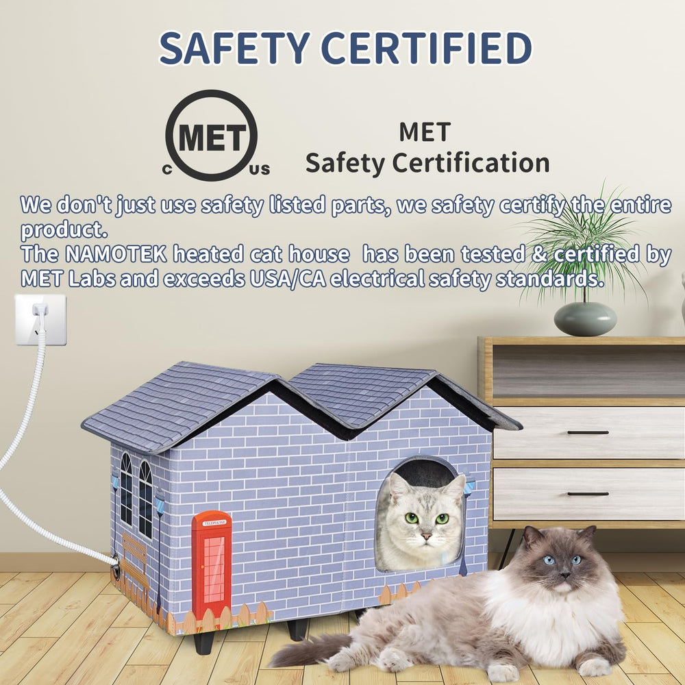 NAMOTEK heated cat house on porch provides winter warmth outdoors