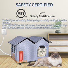 NAMOTEK heated cat house on porch provides winter warmth outdoors