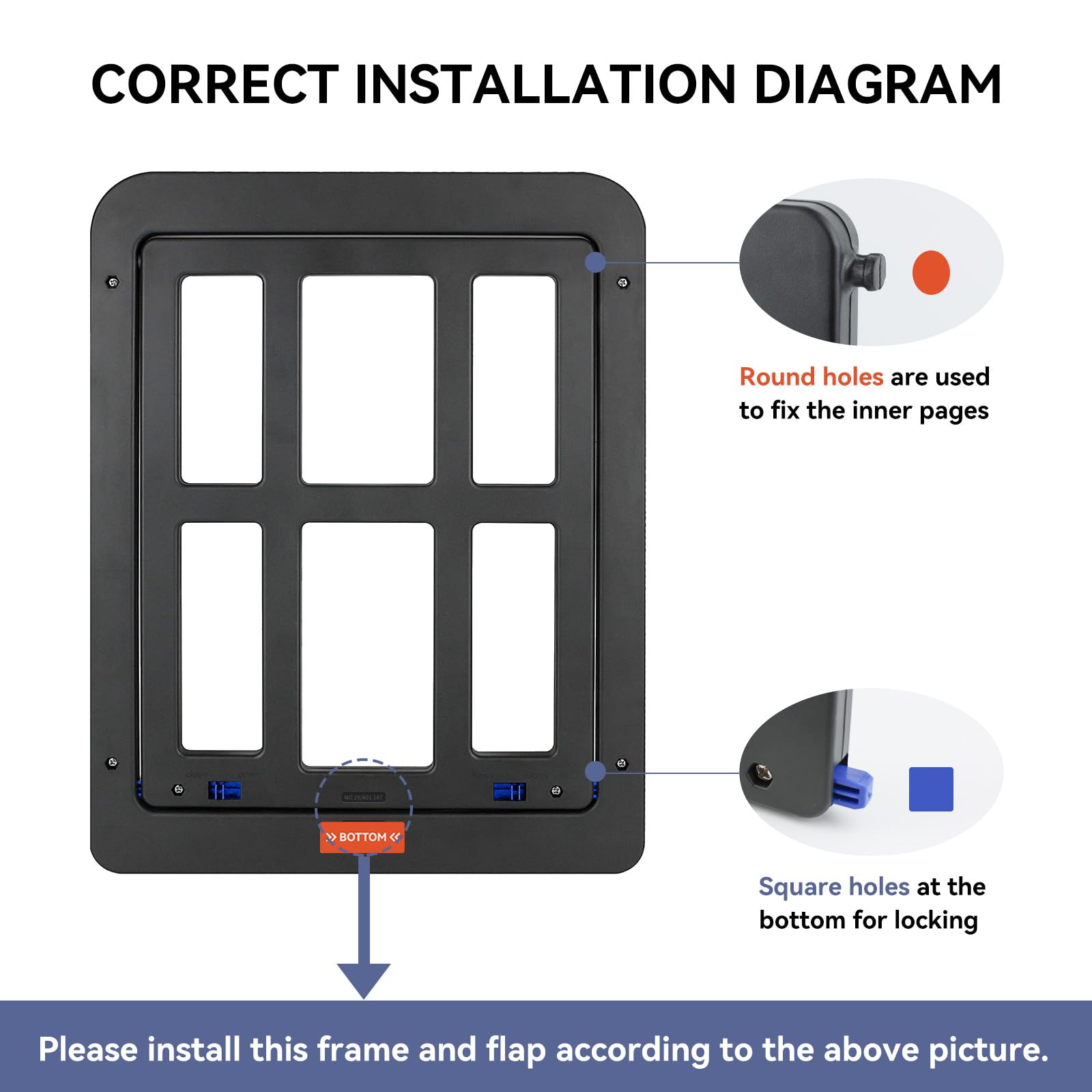 NAMSAN cat door installs easily on screens, sliding doors, or windows