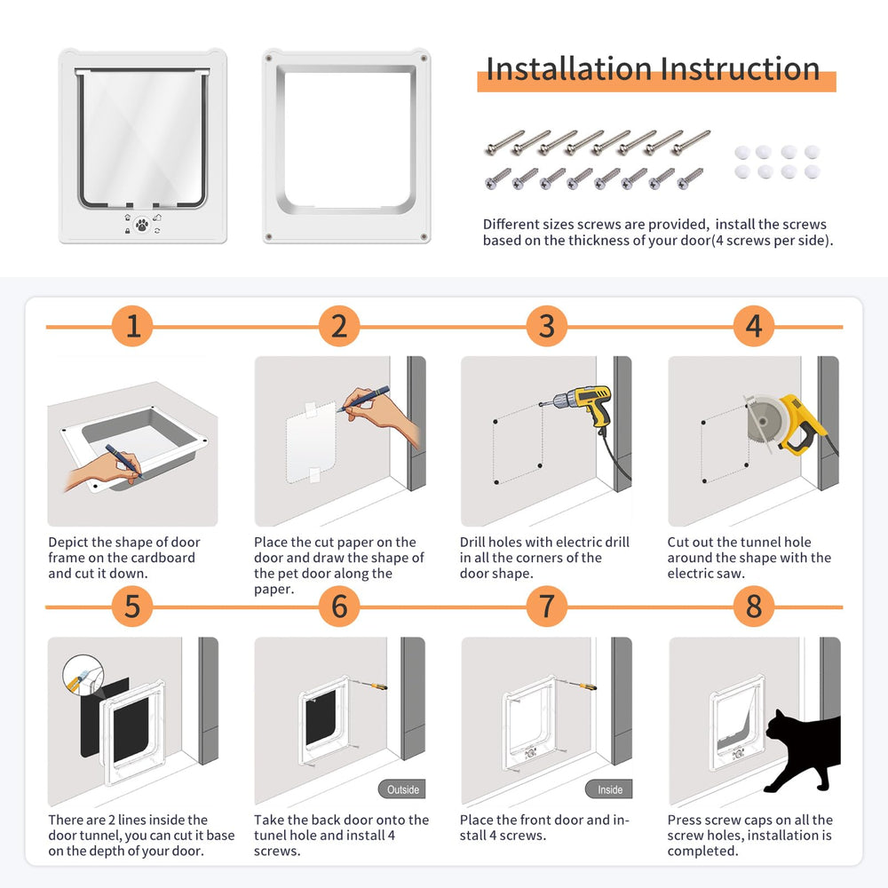 NAMSAN cat door exterior wall with cutting lines for depth fit