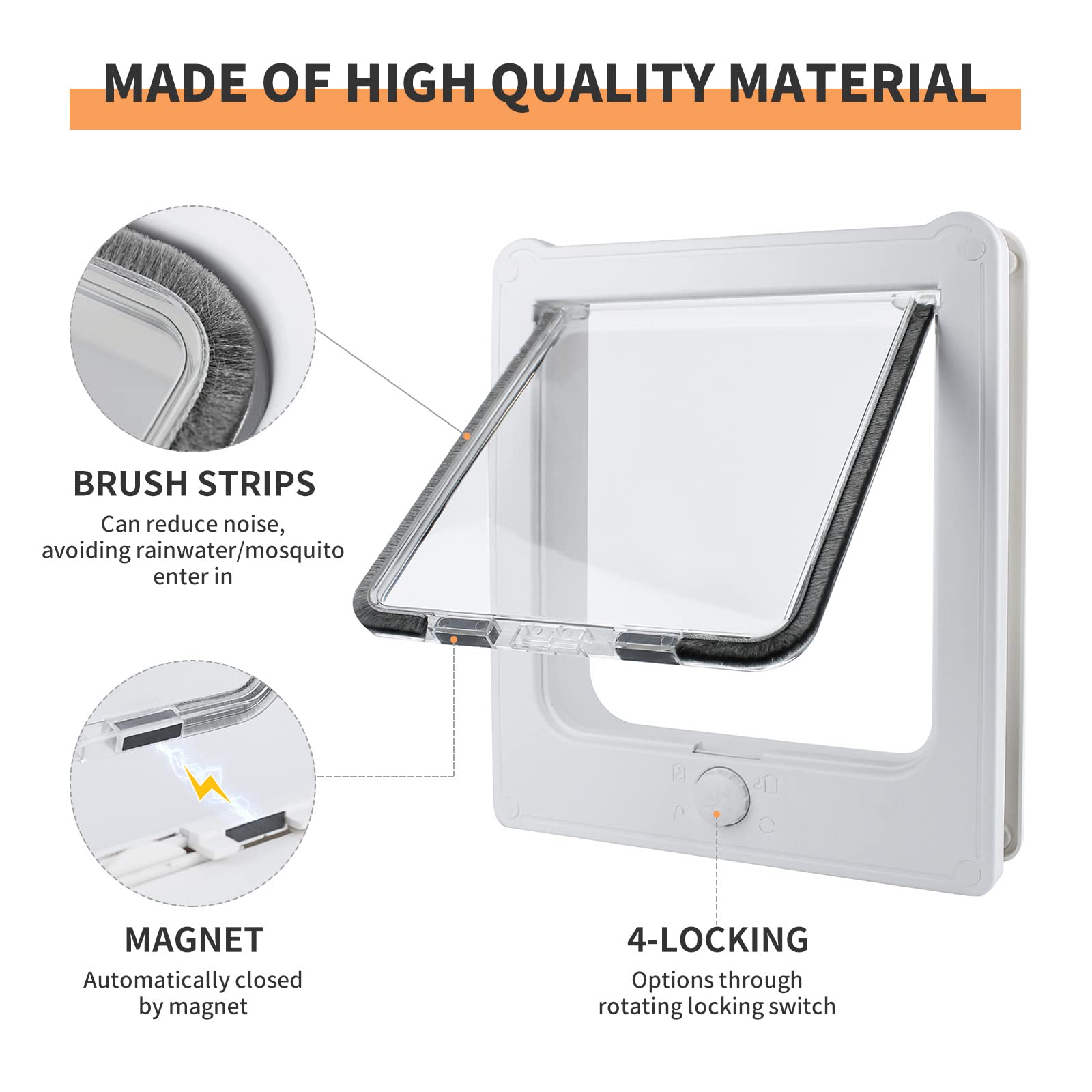 NAMSAN cat door interior opening 7.1x7.3 inches suitable for small pets