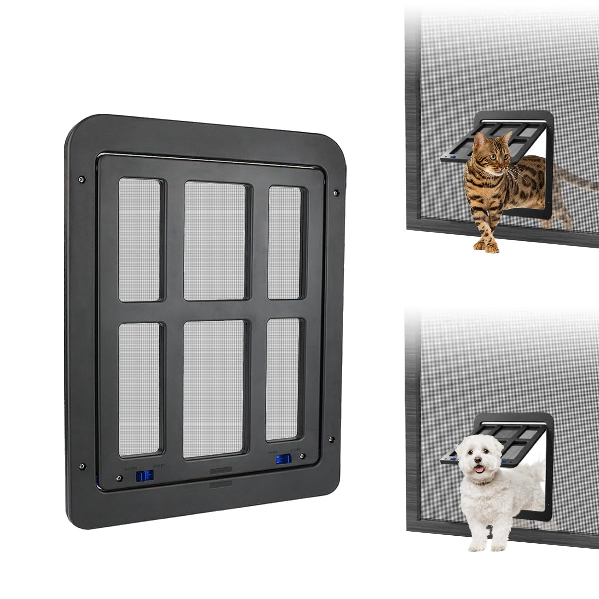 NAMSAN cat screen door with magnetic flap closes softly after pets pass