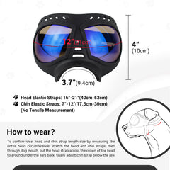 NAMSAN Clear Dog Goggles adjustable straps illustrate customizable fit and comfort.