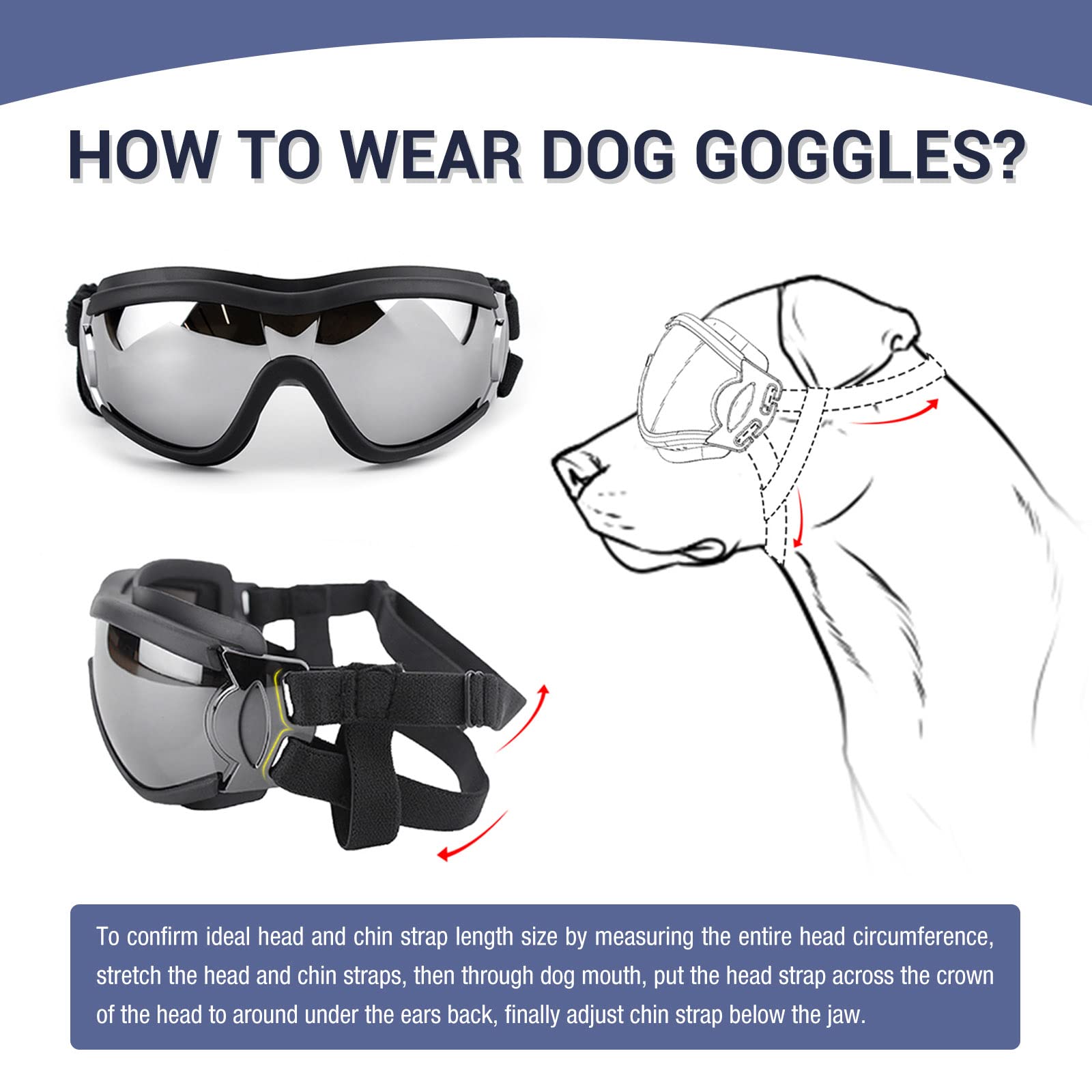 NAMSAN dog goggles chin strap detail for stability