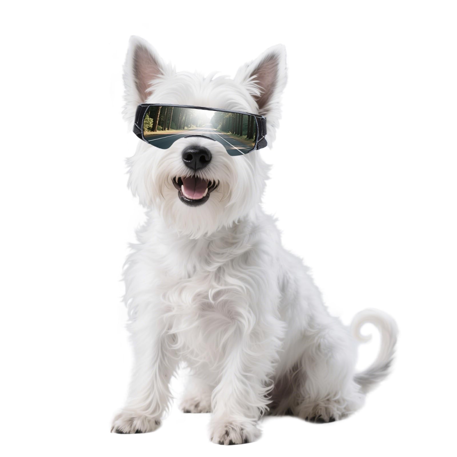 NAMSAN dog goggles front view showing UV protection for small breeds