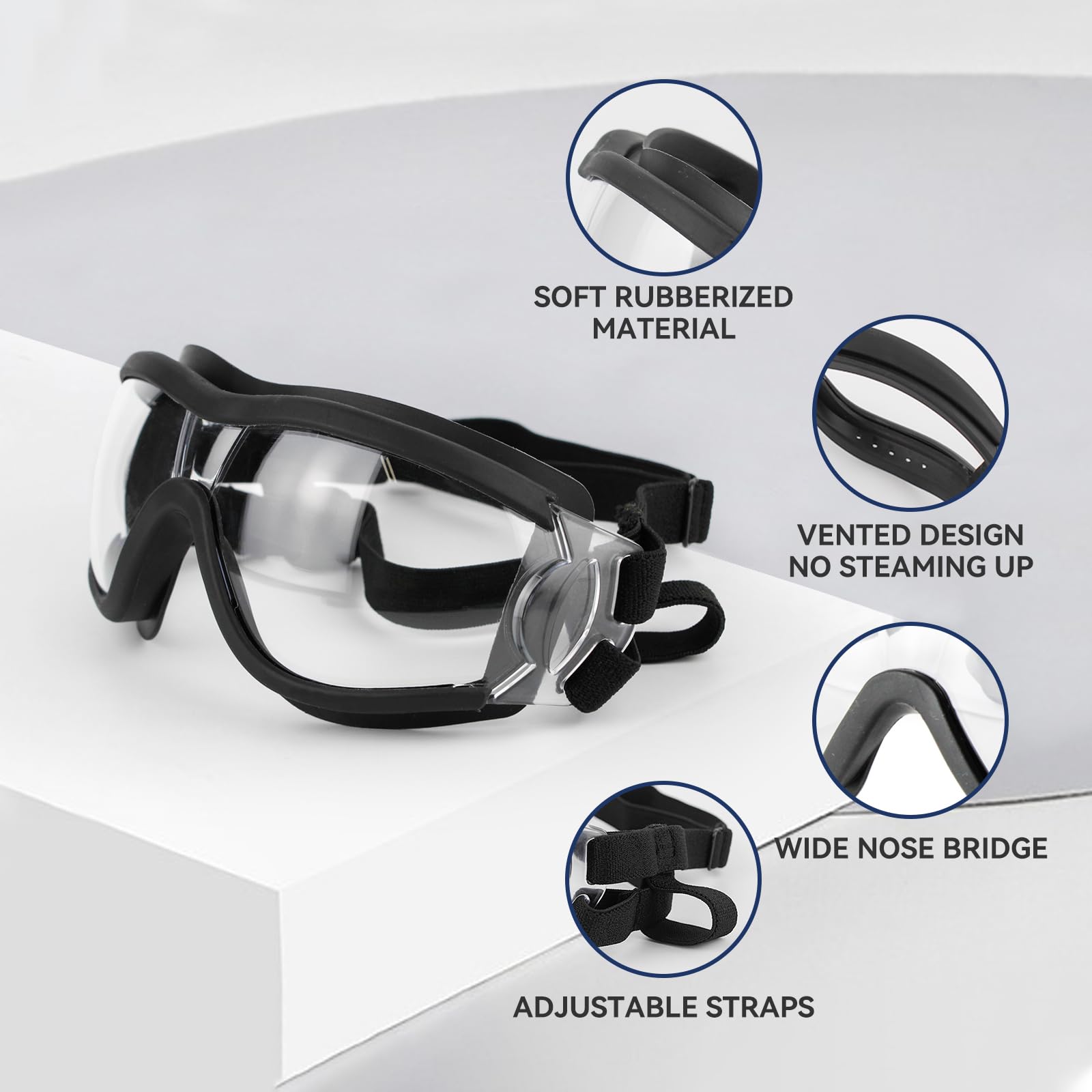 NAMSAN Clear Dog Goggles large-breed fit suitable for medium to large dogs.
