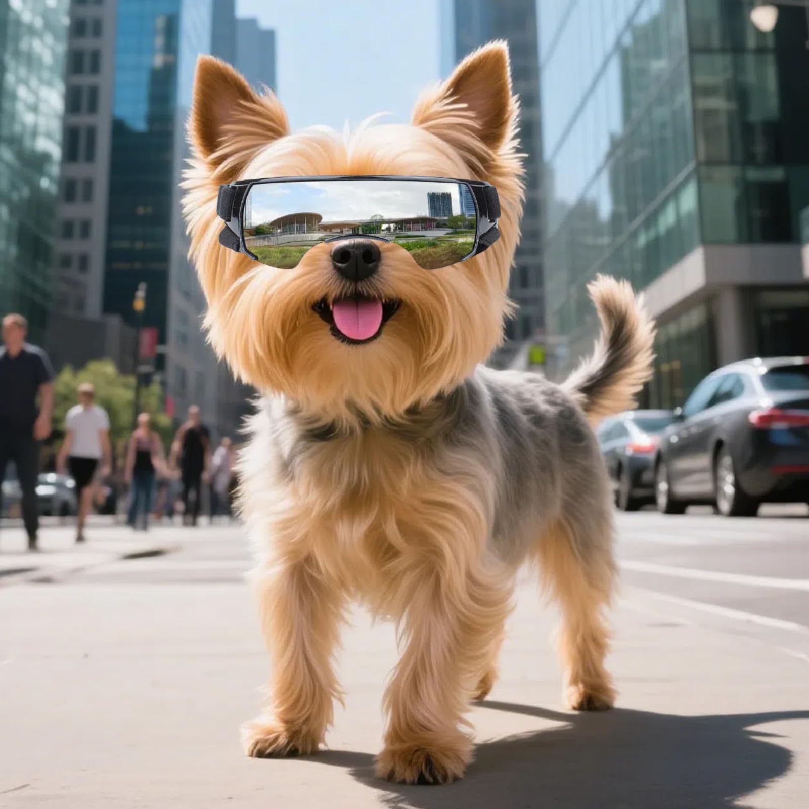 NAMSAN dog goggles on small dog show lightweight comfortable wear