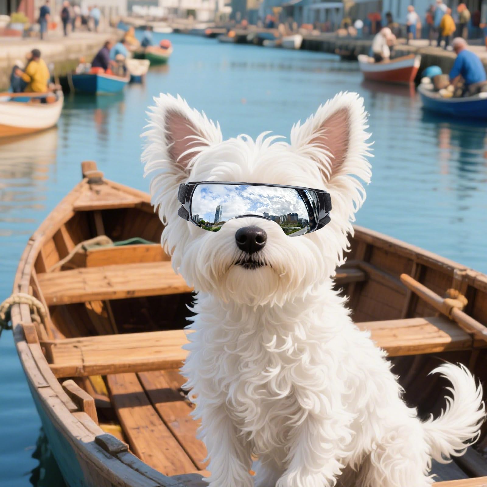 NAMSAN dog goggles side view with adjustable straps for secure fit