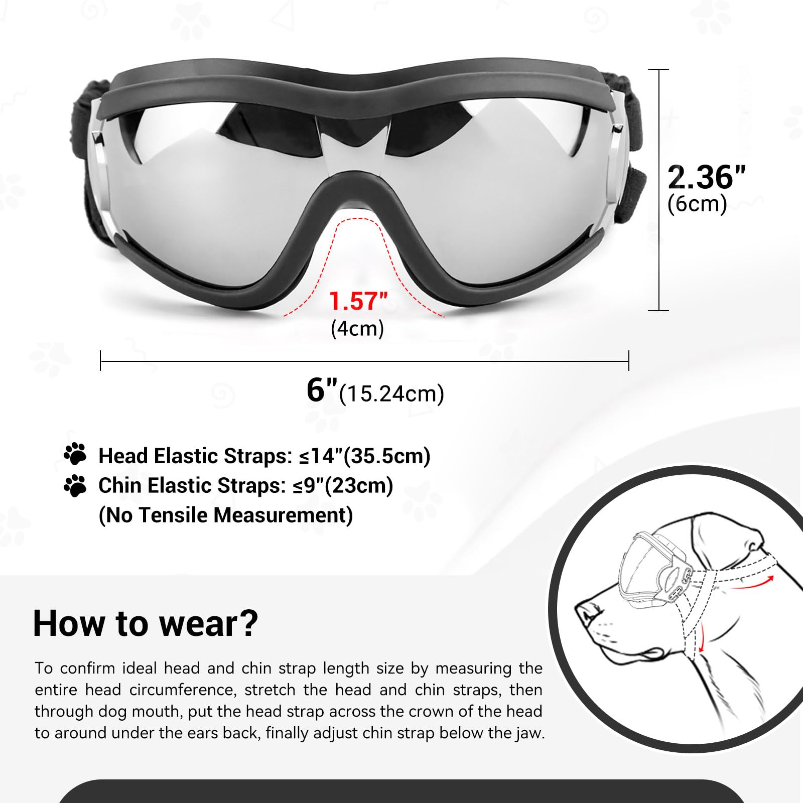 NAMSAN dog goggles large-breed compatible with German Shepherds and huskies.