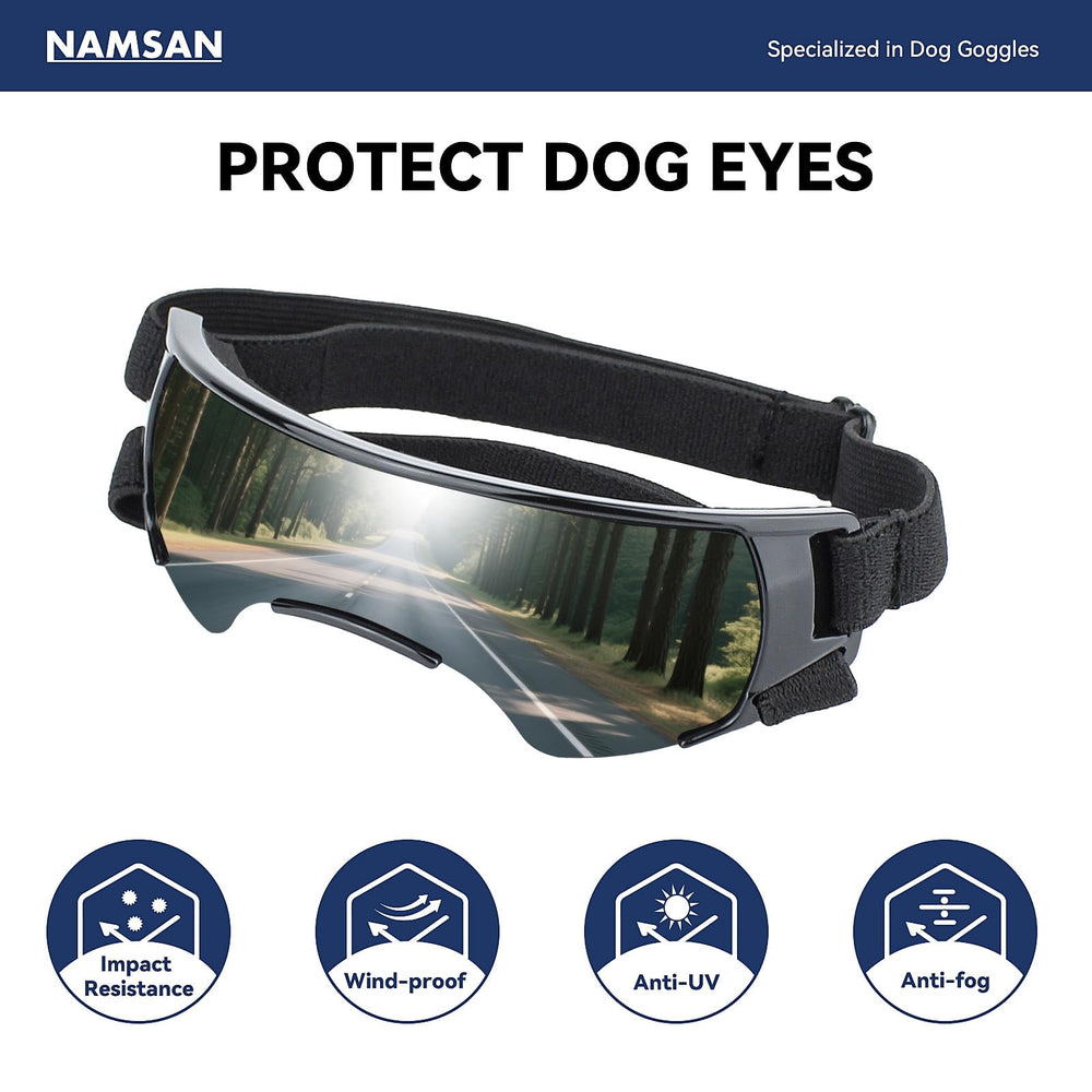 NAMSAN dog goggles wide nose bridge fit prevents eye irritation