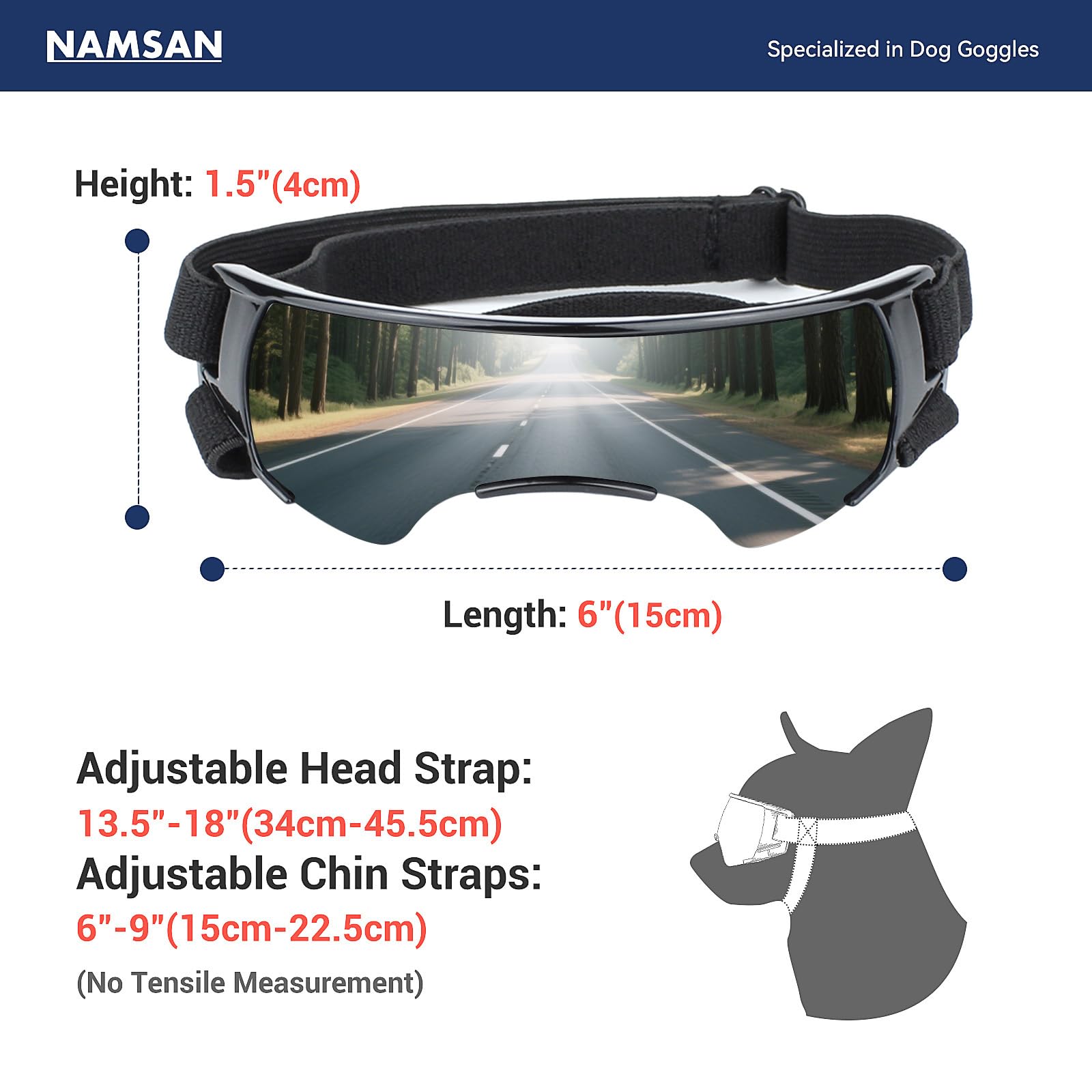 NAMSAN dog goggles wind and dust protection during car rides