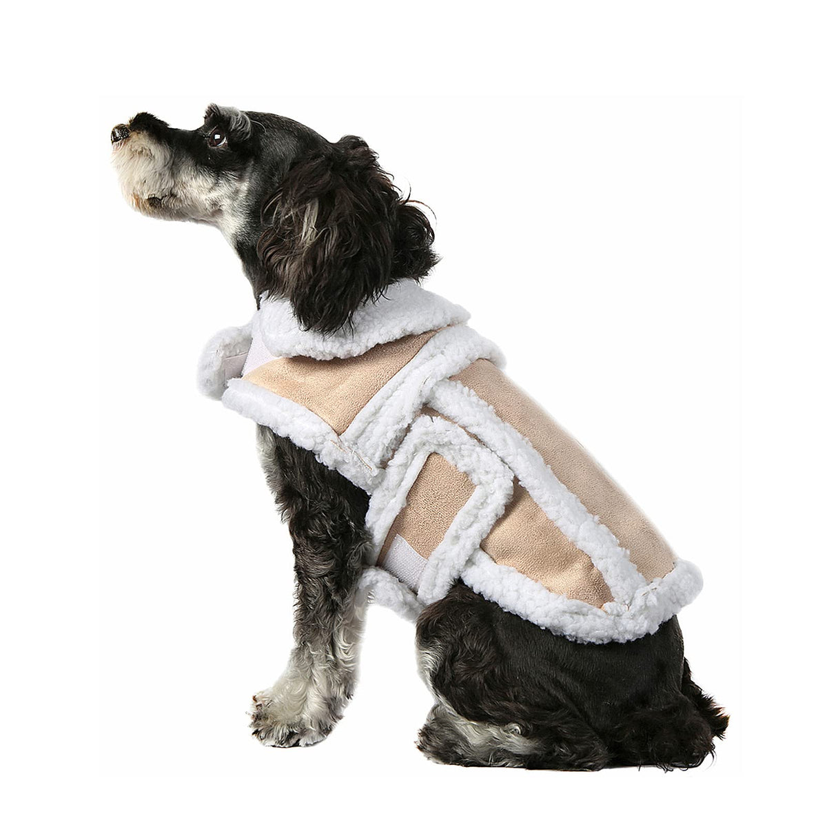 NAMSAN dog sherpa jacket with leash hole for easy leash attachment during walks.
