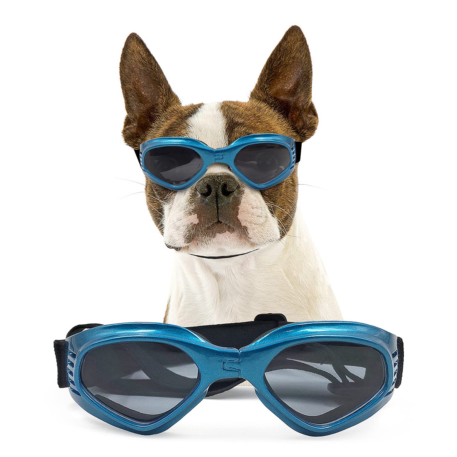 NAMSAN dog sunglasses blue-uv-protection for sunny outdoor adventures.