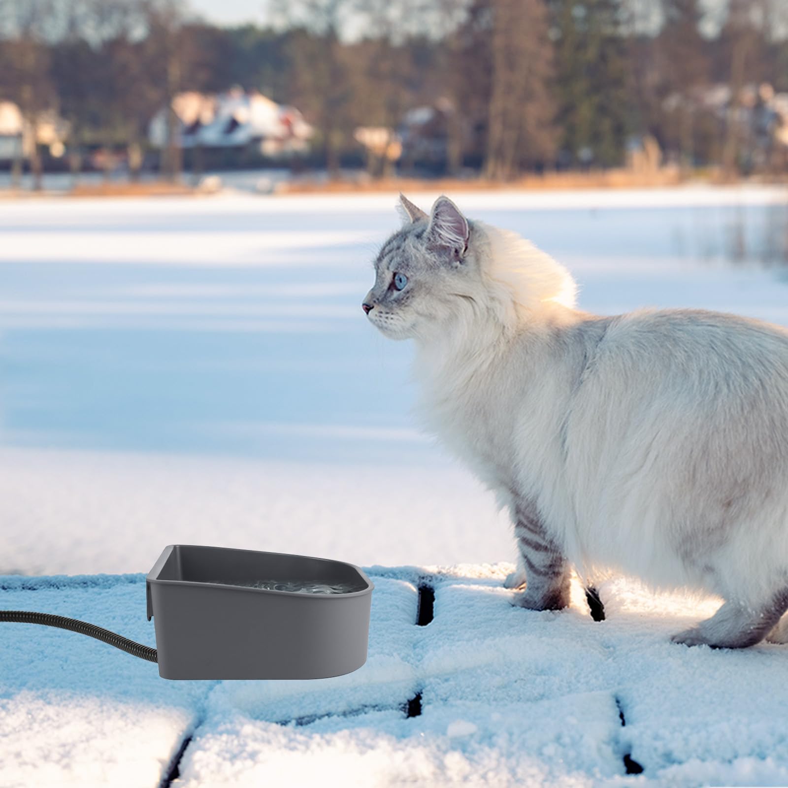 NAMSAN heated water bowl grey for indoor use and reliable hydration
