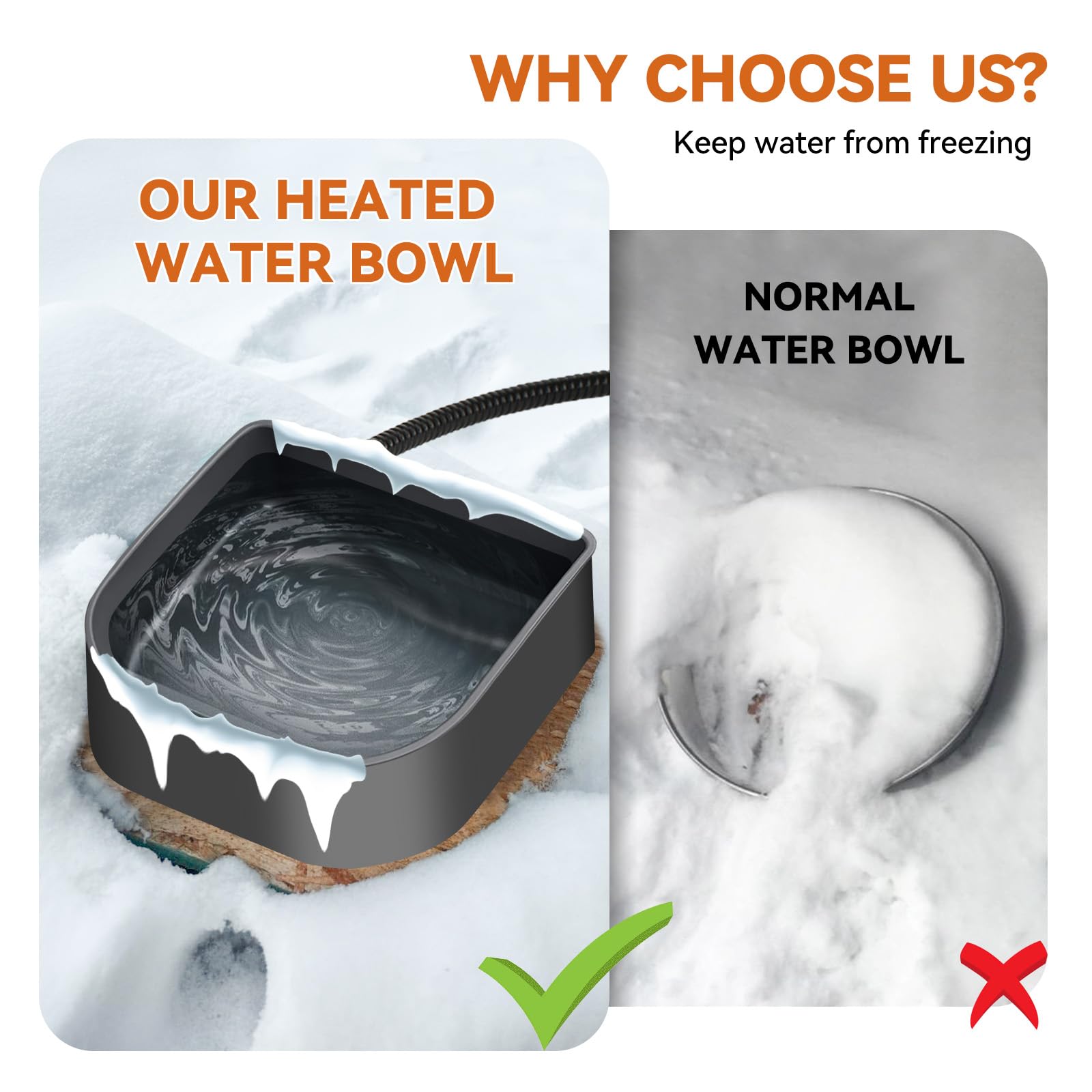 NAMSAN heated water bowl for indoors and outdoors delivers year round hydration.
