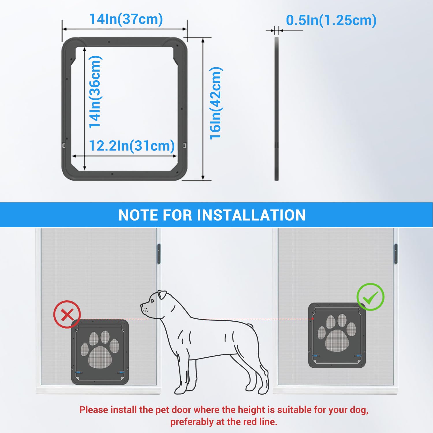 NAMSAN outer frame footprint 14x16 inches for wider pets