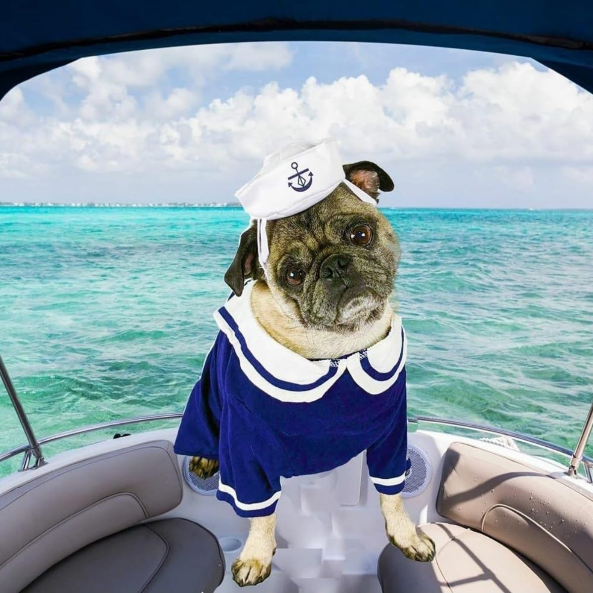 NAMSAN Pet Sailor Costume adjustable fit ensures secure wear during festivities