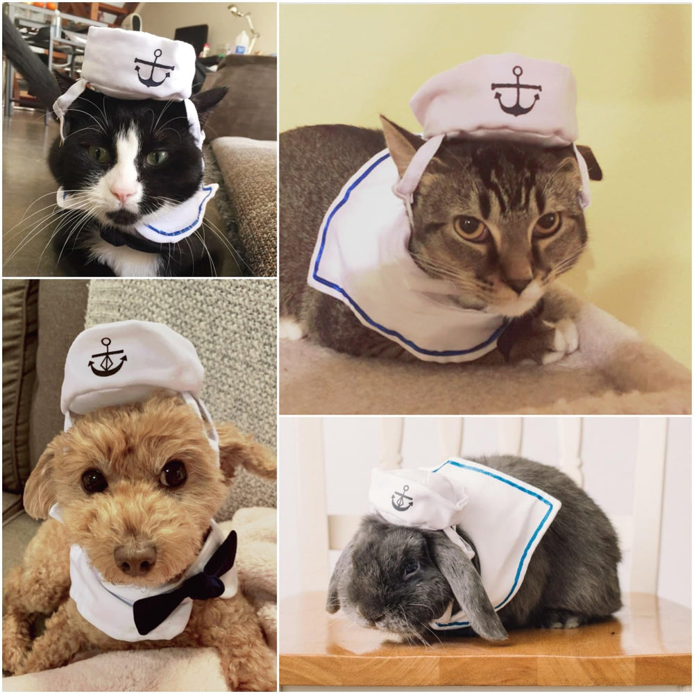 NAMSAN Pet Sailor Costume hat with tie, secure fit for daily cosplay