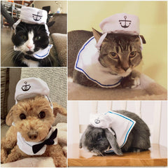NAMSAN Pet Sailor Costume hat with tie, secure fit for daily cosplay