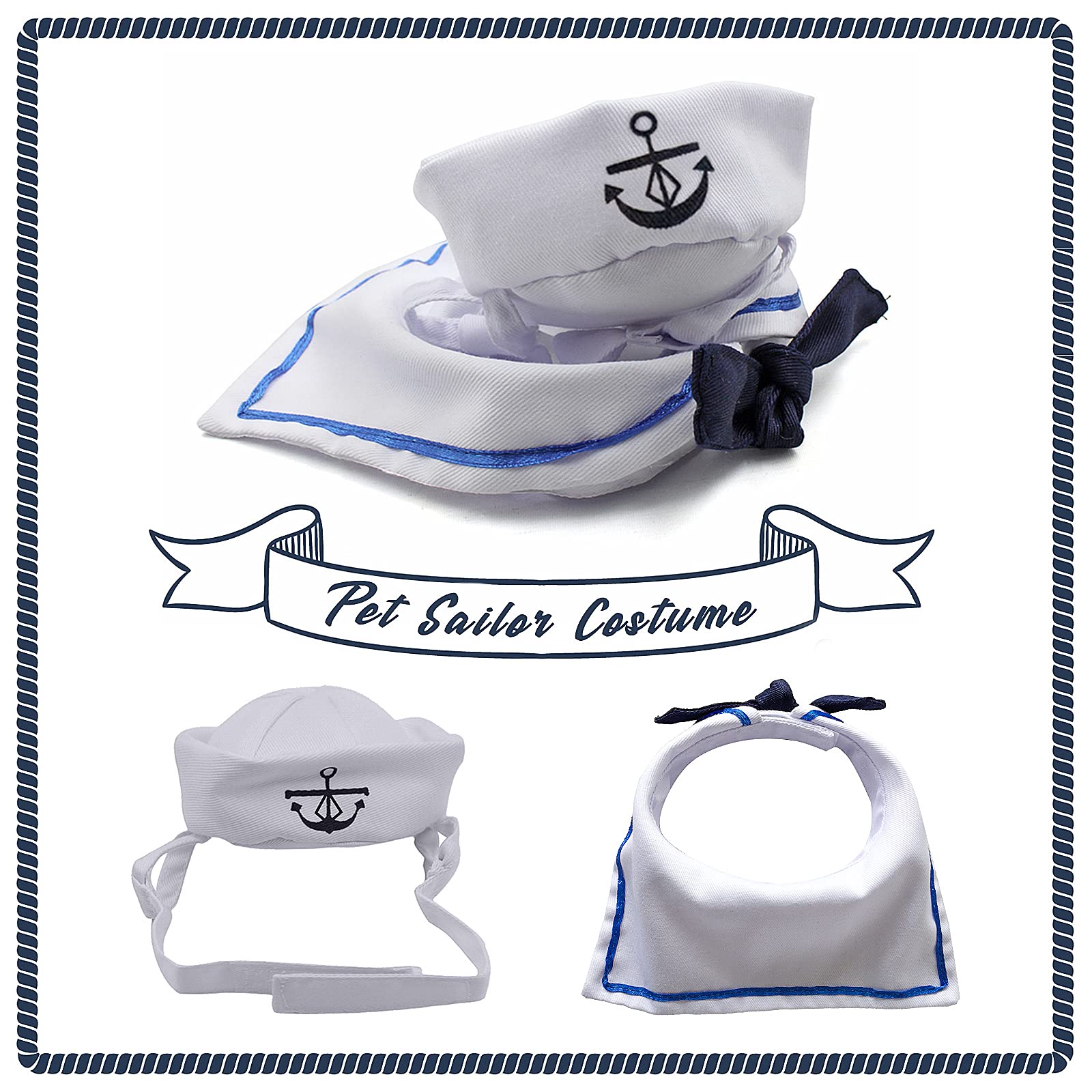 NAMSAN Pet Sailor Costume neck tie with adjustable buckle for comfort