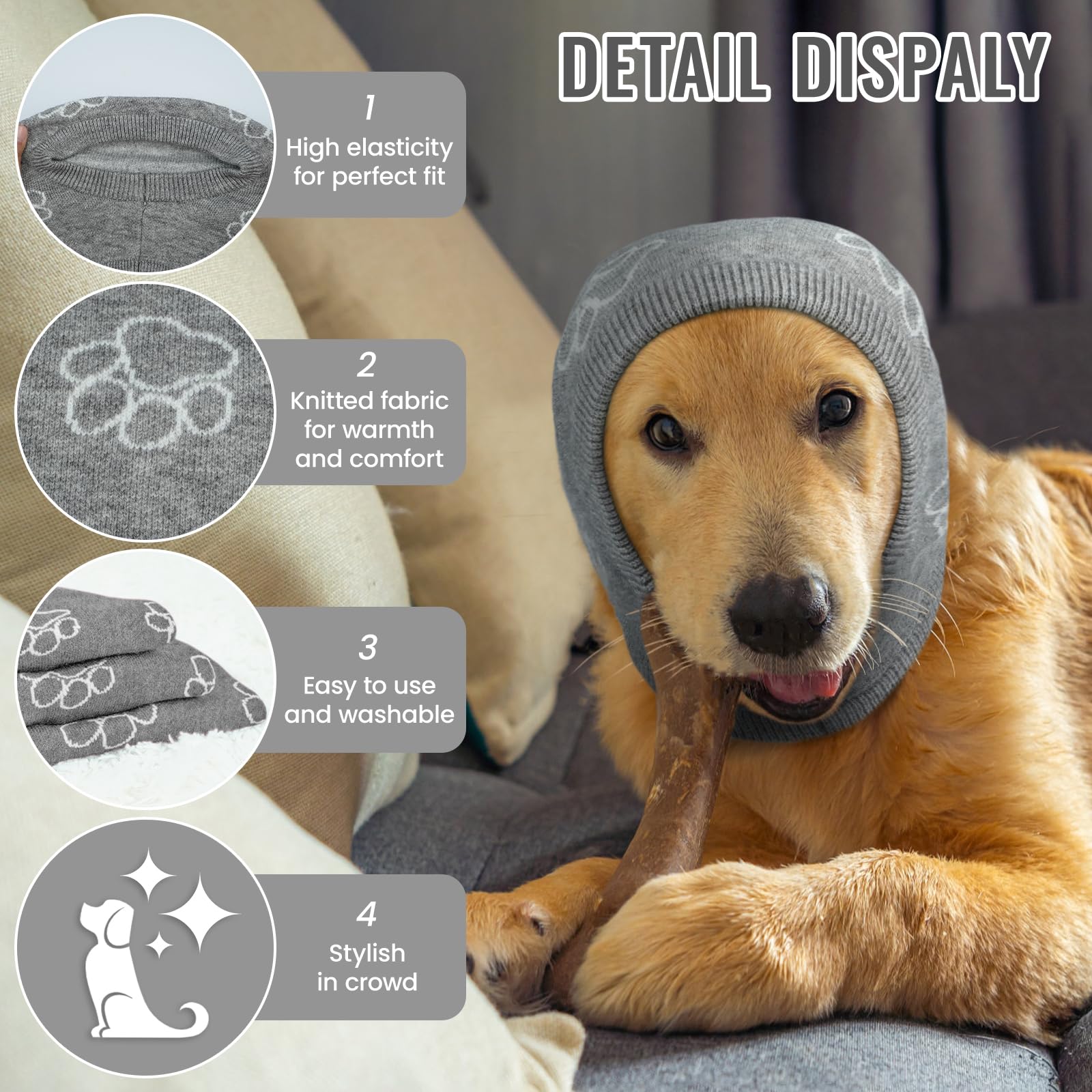 Nanaki adjustable, stretchy ear wrap fits most dogs, reducing flapping and distraction.