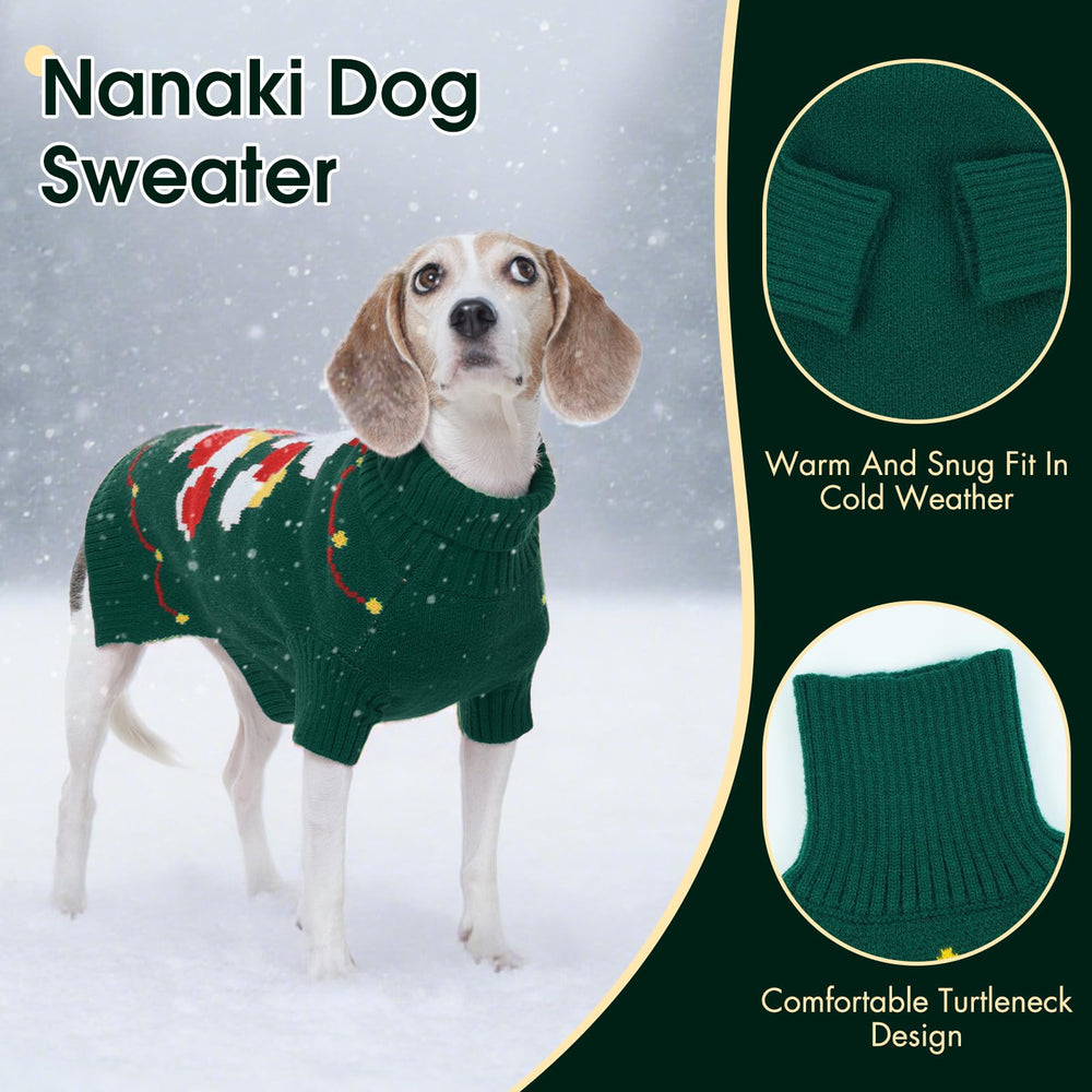 Nanaki dachshund sweater red-green Christmas colors for festive outings