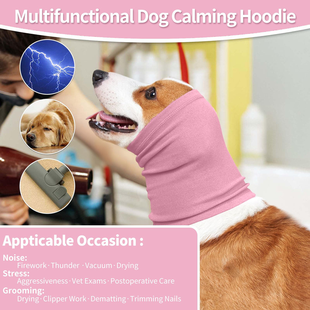Nanaki dog calming hoodie ear wraps demonstration of noise reduction during fireworks