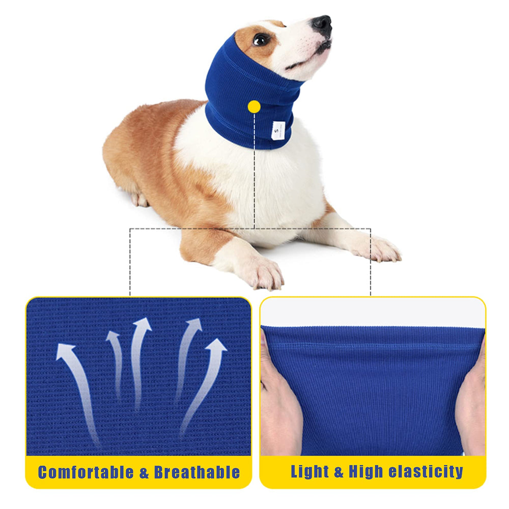 Nanaki dog calming hoodie provides noise protection during fireworks or car rides
