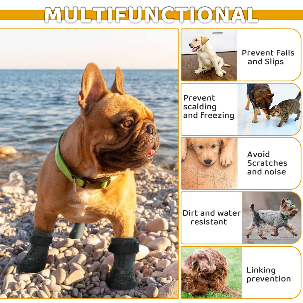 Nanaki large dog socks with adjustable strap to stay put during activity.